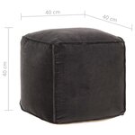 vidaXL Pouf velours de coton 40x40x40 cm anthracite