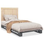 vidaXL Cadre de lit sans matelas gris 100x200 cm bois massif de pin