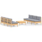 vidaXL Salon de jardin 7 Pièces avec coussins gris bois de pin