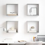 vidaXL Étagères cube murales 4 Pièces Gris béton 30x15x30 cm
