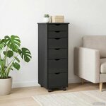 vidaXL Cabinet roulant Noir 34 x 39 x 93 5 cm Bois de Pin Massif