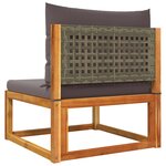 vidaXL Canapé de jardin sans accoudoirs avec coussins en bois d'acacia et rotin