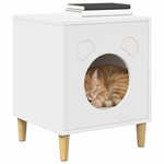 vidaXL Maison pour chat Blanc 42 5 x 40 x 53 cm Bois d'ingénierie