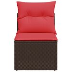 vidaXL Canapé de jardin sans accoudoirs avec coussins en polyrotin marron