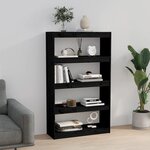 vidaXL Bibliothèque/Séparateur de pièce Noir 80x30x135 5 cm Pin massif