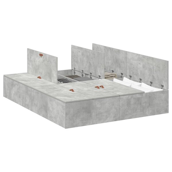 vidaXL Cadre de lit avec rangement Gris béton 150 x 200 cm