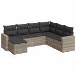 vidaXL Salon de jardin avec coussins 7 Pièces gris clair résine tressée