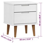 vidaXL Table de chevet MOLDE Blanc 40x35x48 cm Bois de pin massif