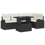 vidaXL Ensemble de canapé de jardin avec coussin 6 Pièces Noir Poly rotin