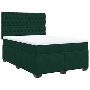 vidaXL Sommier à lattes de lit et matelas Vert foncé 140x200cm Velours