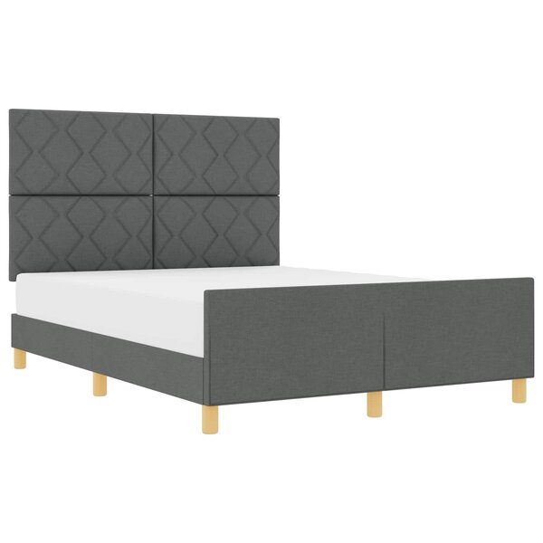vidaXL Cadre de lit avec tête de lit Gris foncé 160 x 200 cm tissu