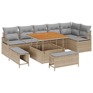 vidaXL Ensemble de canapé de jardin 9 Pièces Beige  Gris clair