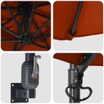 vidaXL Parasol de jardin Rouge  Noir 248 x 248 x 148 cm