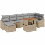 vidaXL Ensemble de canapé de jardin 8 Pièces Beige Poly rotin