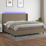 vidaXL Sommier à lattes de lit matelas et LED Taupe 200x200 cm Tissu