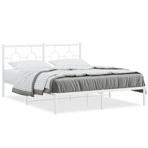 vidaXL Cadre de lit métal sans matelas et tête de lit blanc 160x200 cm