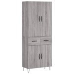 vidaXL Buffet haut Sonoma gris 69 5x34x180 cm Bois d'ingénierie