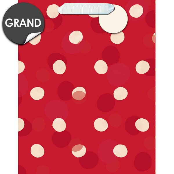 Sac cadeau grand format pois blanc sur rouge - draeger paris