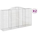 vidaXL Paniers à gabions arqués 2 Pièces 300x50x160/180 cm fer galvanisé