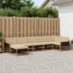 vidaXL Ensemble de canapés d'extérieur 7 Pièces Naturel et Beige