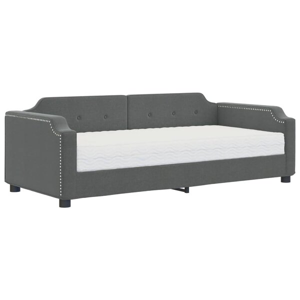 vidaXL Lit de jour avec matelas gris foncé 80x200 cm tissu