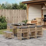 vidaXL Ensemble à manger de jardin et coussins 11 Pièces mélange beige