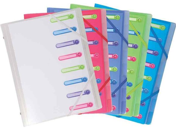 Trieur 3 rabats 8 comp PP Chromaline ,couleurs assorties EXACOMPTA