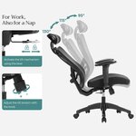Chaise de bureau en toile fauteuil d’ordinateur siège ergonomique support lombaire réglable appui-tête réglable dossier inclinable charge 150 kg hauteur réglable noir 12_0004856