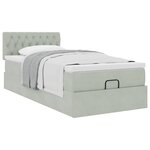 vidaXL Cadre de lit ottoman et matelas gris clair 100x200 cm velours