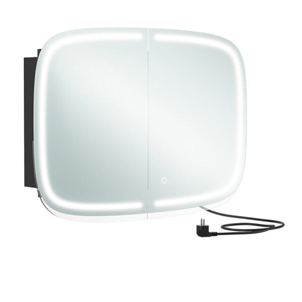 Miroir salle de bain avec éclairage armoire de toilette avec 2 prises ac 2 prises usb 2 étagères réglables coins arrondis 12_0006611