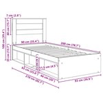 vidaXL Cadre de lit Chêne fumé 90 x 200 cm Bois de pin massif