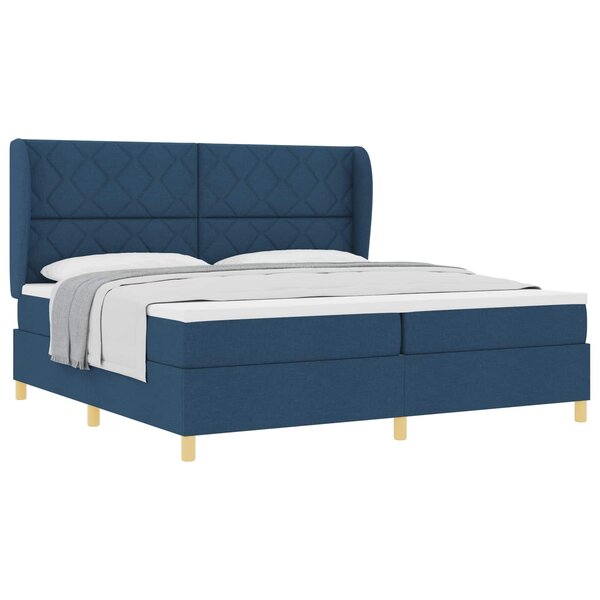 vidaXL Lit à ressorts avec matelas Bleu 200 x 200 cm tissu