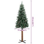vidaXL Sapin de Noël mince bois véritable et neige blanche vert 210 cm