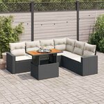 vidaXL Salon de jardin 7 Pièces avec coussins noir résine tressée