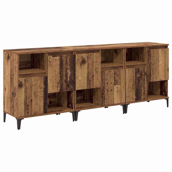 vidaXL Buffets 3 Pièces Bois Ancien 60 x 35 x 70 cm Bois d'ingénierie