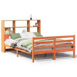 vidaXL Lit bibliothèque sans matelas cire marron 120x190cm bois massif