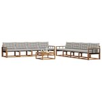 vidaXL Ensemble de canapés d'extérieur 9 Pièces Gris Naturel et Clair