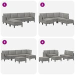 vidaXL Ensemble de meubles pour le salon 6 pc Gris clair Velours