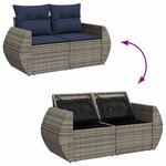 vidaXL Salon de jardin avec coussins 7 Pièces gris résine tressée acacia