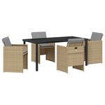 vidaXL Set de salle à manger de jardin 5 pièces avec coussins en poly rotin beige