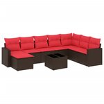 vidaXL Salon de jardin avec coussins 9 Pièces marron résine tressée