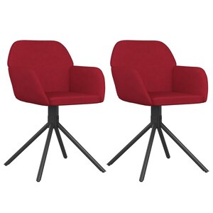 vidaXL Chaises pivotantes à manger lot de 2 Rouge bordeaux Velours