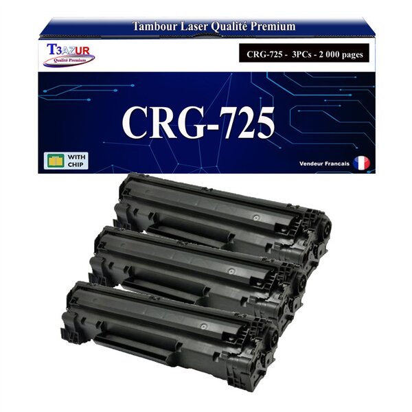 T3AZUR - 3x Toners compatibles avec Canon 728/ 725/ 726 pour Canon MF-4780W  MF-4870DN  MF-4890DW Noir - 2 000p