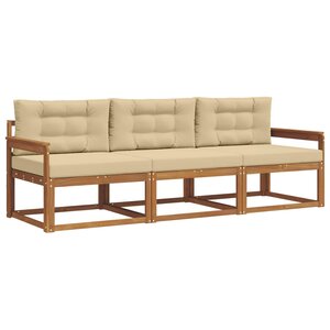 vidaXL Ensemble de canapés d'extérieur 3 Pièces Naturel et Beige