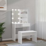 vidaXL Ensemble de coiffeuse avec LED Blanc brillant Bois d'ingénierie