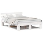 vidaXL Cadre de lit avec tête de lit blanc 140x200 cm en bois massif de pin