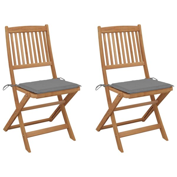 vidaXL Chaises pliables de jardin 2 Pièces avec coussins Bois d'acacia