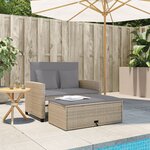vidaXL Canapé de jardin avec coussins 2 places beige résine tressée
