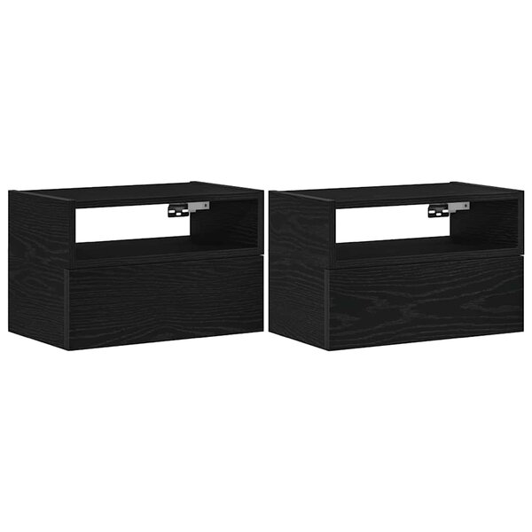 vidaXL Tables de chevet murales 2 Pièces noir 45x26x28 5 cm