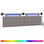 vidaXL Tête de lit suspendue Avec lumière LED Taupe Tissu